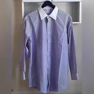 Brooks Brothers Purple Striped with White Collar Men’s Dress Shirt Size 17/34